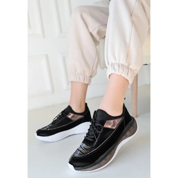 Nadio Siyah Rugan Bağcıklı Spor Ayakkabı