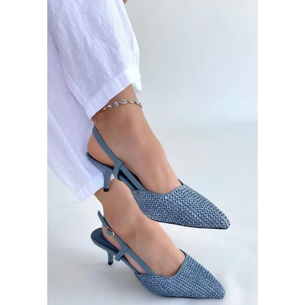 Natti Mavi Cilt Topuklu Ayakkabı