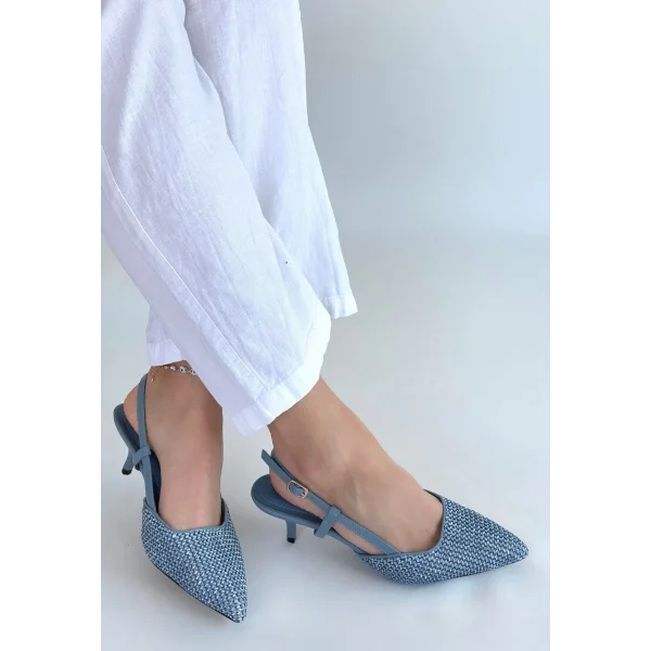 Natti Mavi Cilt Topuklu Ayakkabı