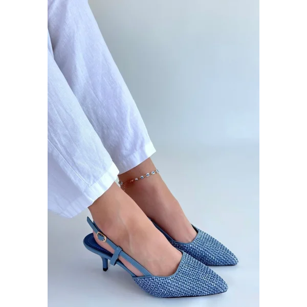 Natti Mavi Cilt Topuklu Ayakkabı