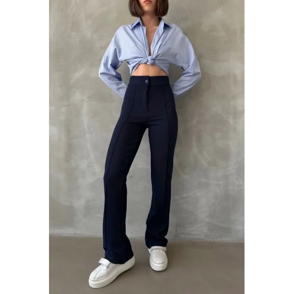 Önü cumalı ithal krep pantolon