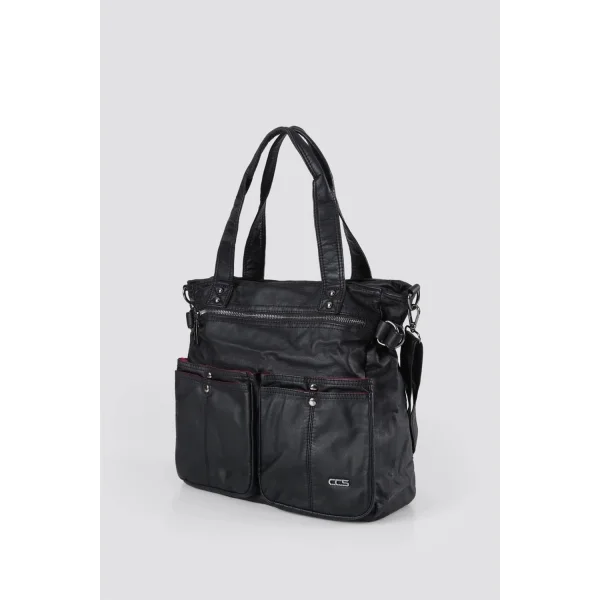 Opey Siyah Cilt Omuz Çantası