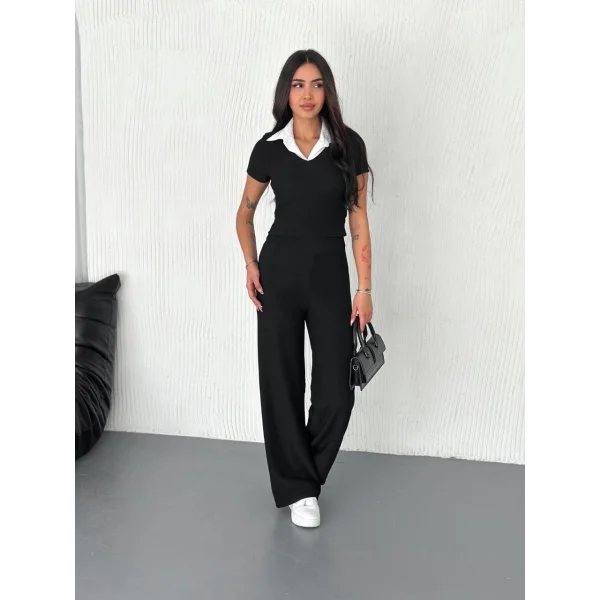 Ottoman kumaş beyaz gömlek yaka takım s4142