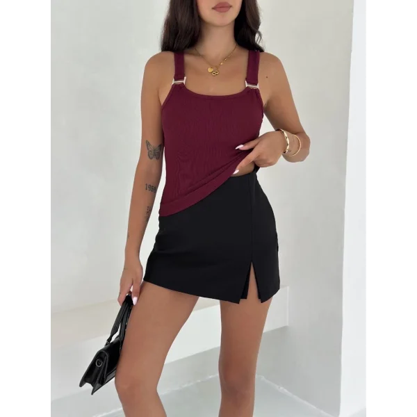 Ottoman toka askılı bluz bordo s4194