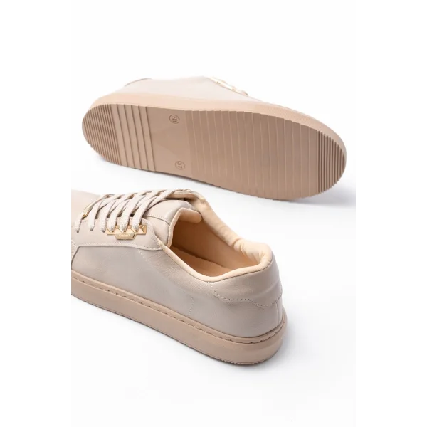 P-910 Bej Bağcıklı Taban Dikişli Günlük Kadın Spor