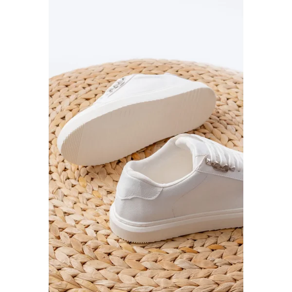 P-910 Beyaz Bağcıklı Taban Dikişli Günlük Kadın Spor