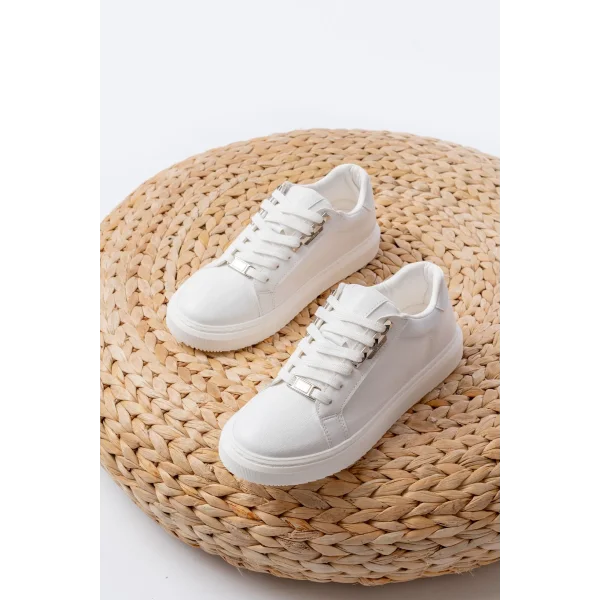 P-910 Beyaz Bağcıklı Taban Dikişli Günlük Kadın Spor