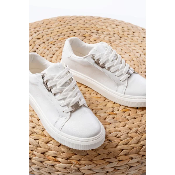 P-910 Beyaz Bağcıklı Taban Dikişli Günlük Kadın Spor