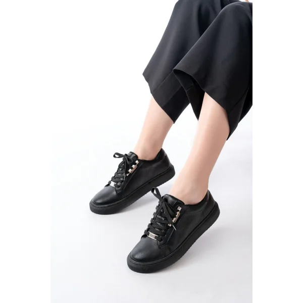 P-910 Siyah Bağcıklı Taban Dikişli Günlük Kadın Spor