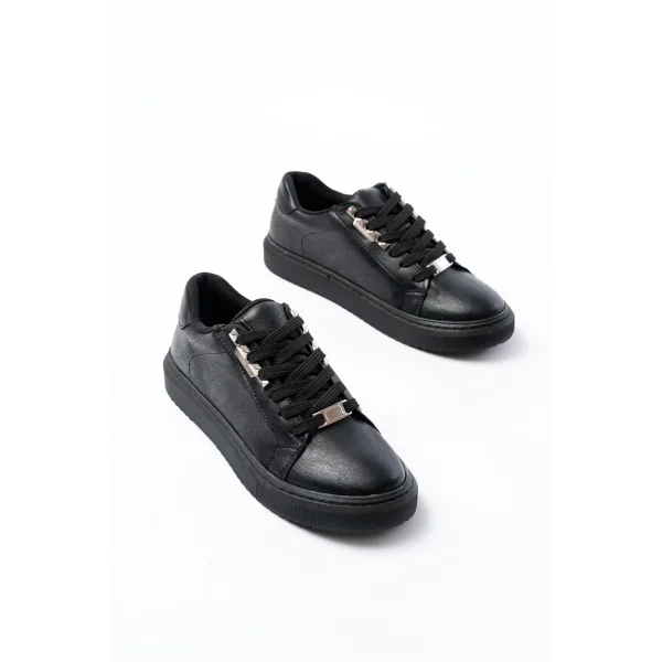 P-910 Siyah Bağcıklı Taban Dikişli Günlük Kadın Spor