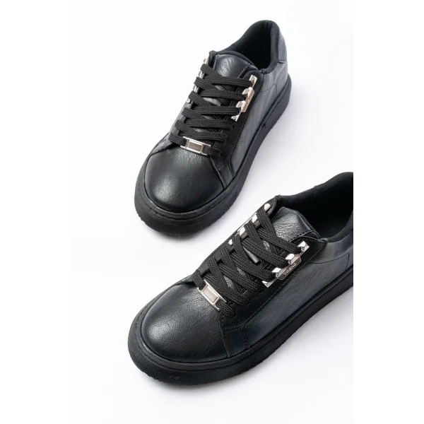 P-910 Siyah Bağcıklı Taban Dikişli Günlük Kadın Spor