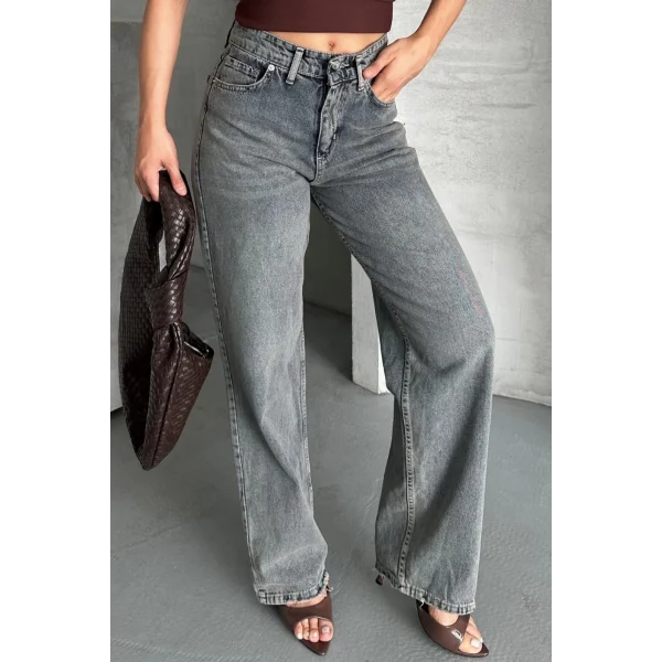 Palazzo bıyık kar yıkama buz mavi jeans pantolon d2008