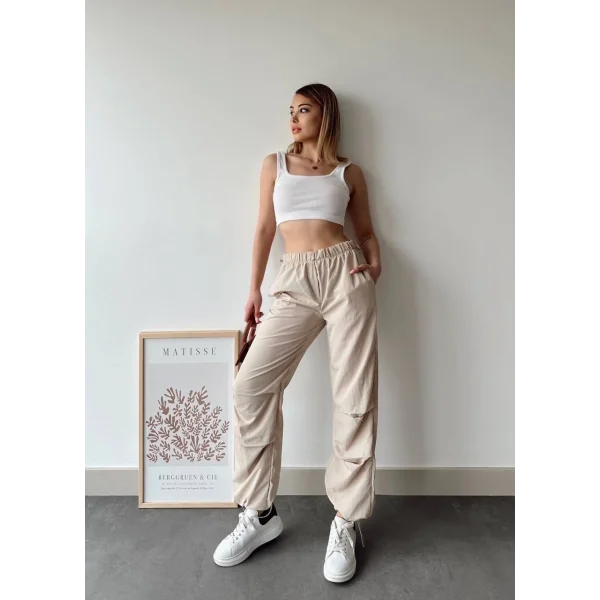 Paraşüt pantolon bej