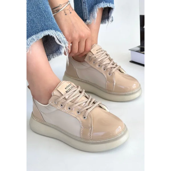 Piona Bej Rugan Bağcıklı Spor Ayakkabı