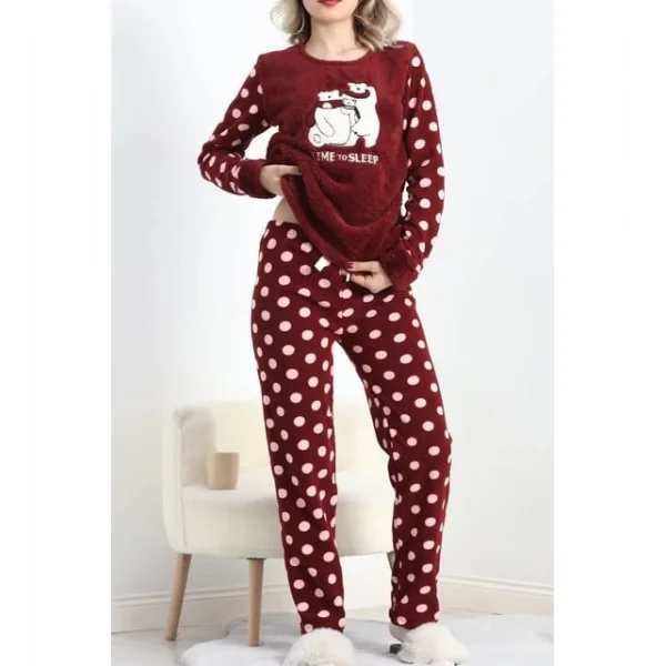 Polatlı alt üst pontiyeli pijama takımı bordo