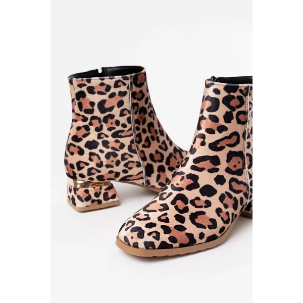 RM-500 Leopar Topuklu Fermuarlı Günlük Kadın Bot