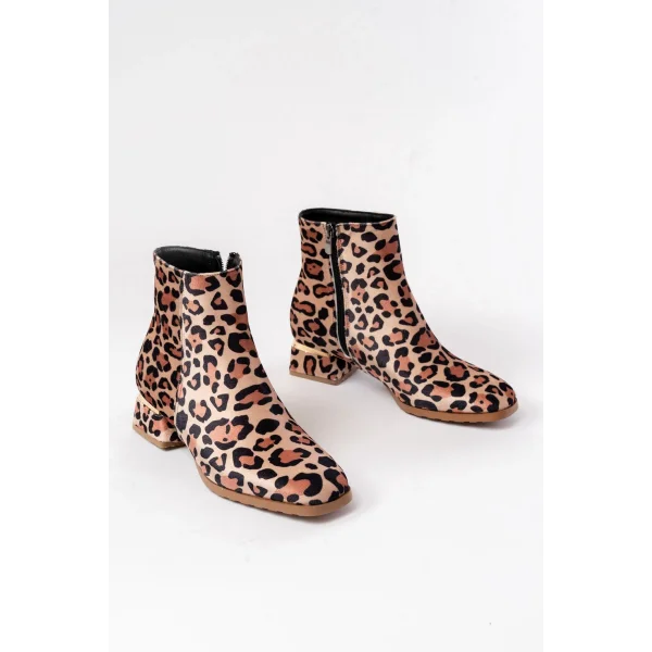 RM-500 Leopar Topuklu Fermuarlı Günlük Kadın Bot