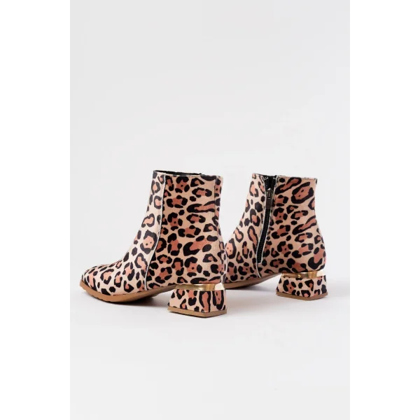 RM-500 Leopar Topuklu Fermuarlı Günlük Kadın Bot