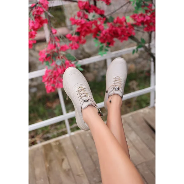 Romy Bej Cilt  Bağcıklı Spor Ayakkabı