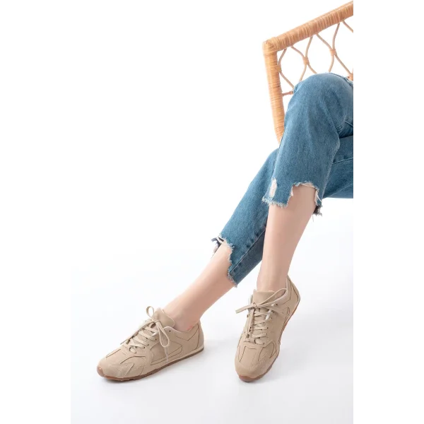 RS-01 Bej Süet İnce Taban Günlük Spor Ayakkabı
