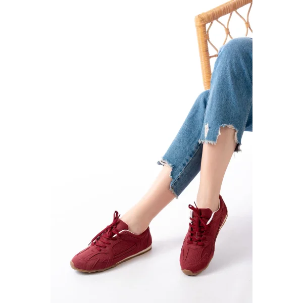 RS-01 Bordo Süet İnce Taban Günlük Spor Ayakkabı