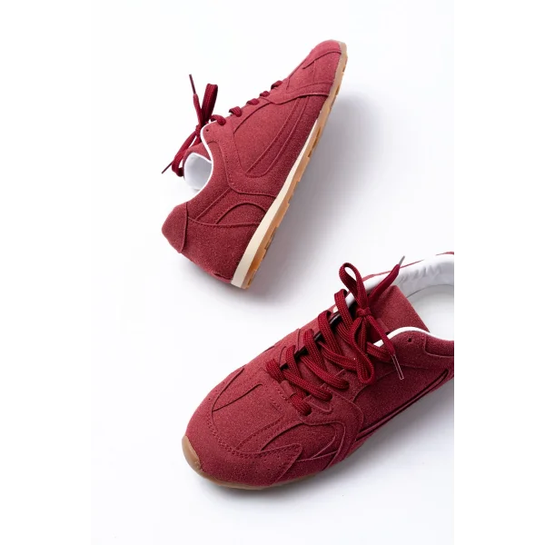 RS-01 Bordo Süet İnce Taban Günlük Spor Ayakkabı