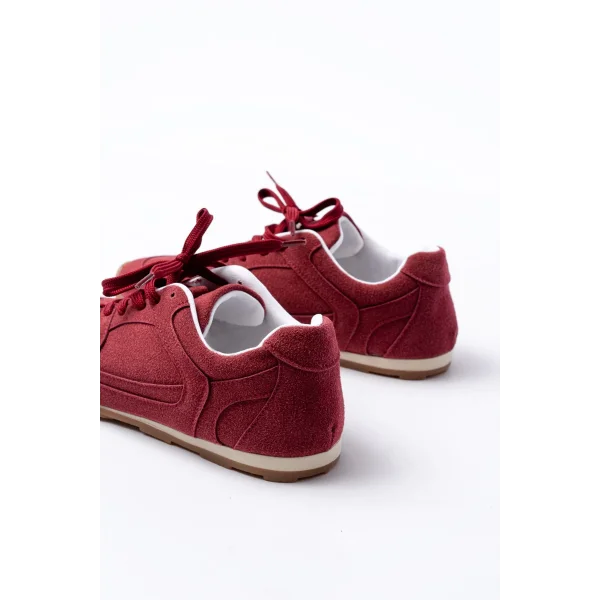 RS-01 Bordo Süet İnce Taban Günlük Spor Ayakkabı