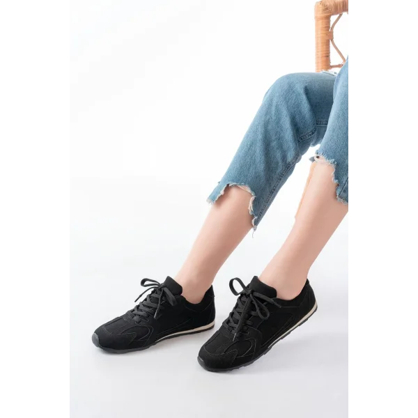 RS-01 Siyah Süet İnce Taban Günlük Spor Ayakkabı