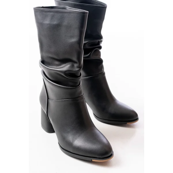 RS-2430 Siyah Topuklu Körüklü Günlük Kadın Bot