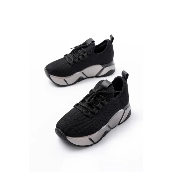 RS-400  Siyah Bağcıklı Fileli Platin Taban Günlük Kadın Spor