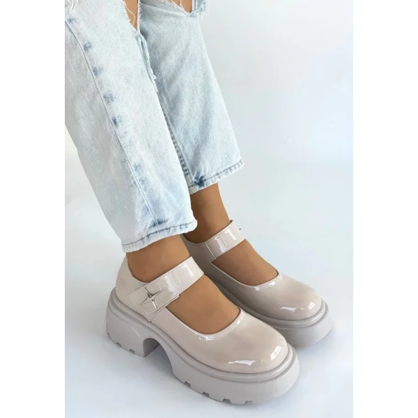 Siyat Bej Rugan Dolgu Topuk Oxford Ayakkabı