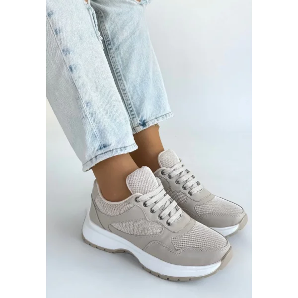 Slar Bej Cilt Bağcıklı Spor Ayakkabı