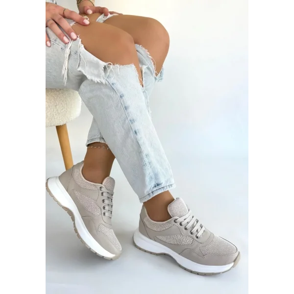 Slar Bej Cilt Bağcıklı Spor Ayakkabı