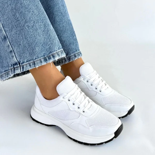 Slar Beyaz Cilt Bağcıklı Spor Ayakkabı