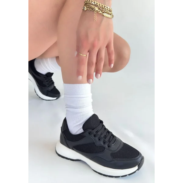 Slar Siyah Cilt Bağcıklı Spor Ayakkabı