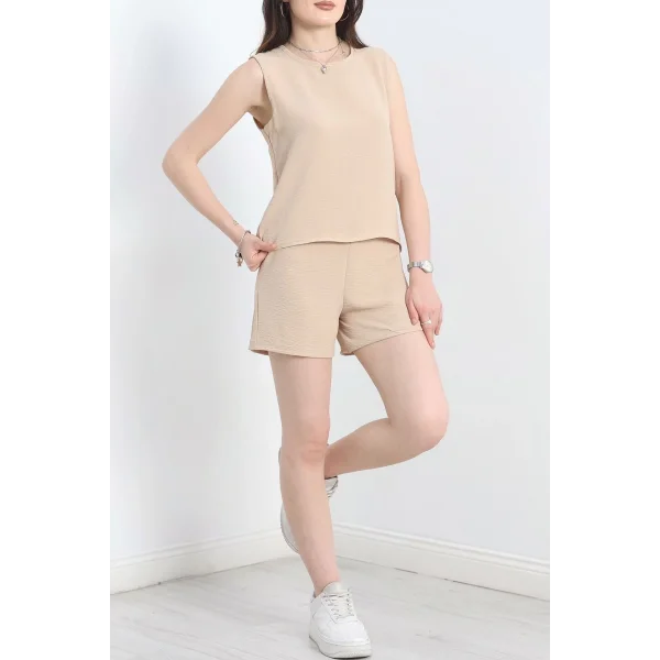 Şortlu Ayrobin takım bej
