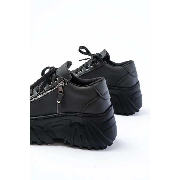SP-156 Siyah Bağcıklı Fermuarlı Yüksek Taban Günlük Spor Ayakkabı