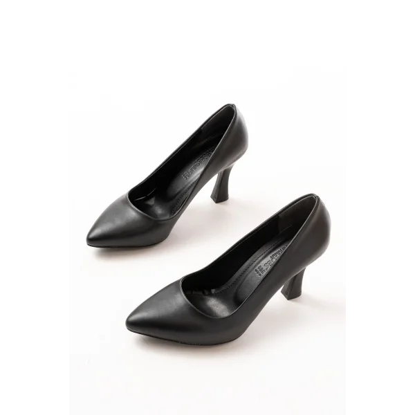 ST-001 Siyah Günlük 9 cm Topuklu Bayan Stiletto Ayakkabı