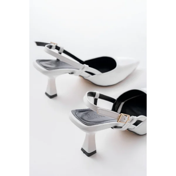 ST-002 Beyaz Rugan Günlük 7 cm Topuklu Bayan Ayakkabı