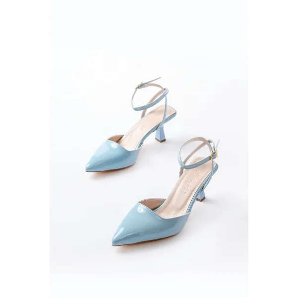 ST-004 Bebe Mavi Rugan Günlük 7 cm Topuklu Bayan Ayakkabı