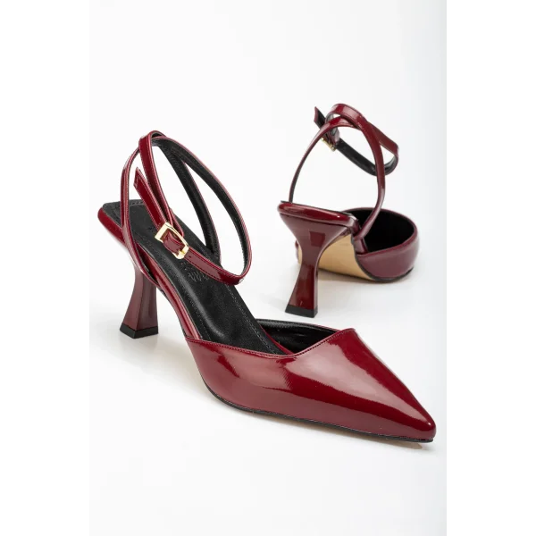 ST-004 Bordo Rugan Günlük 7 cm Topuklu Bayan Ayakkabı