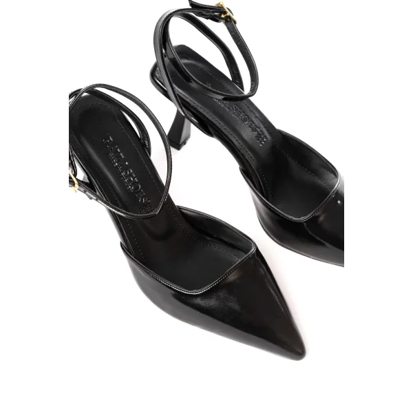 ST-004 Siyah Rugan Günlük 7 cm Topuklu Bayan Ayakkabı