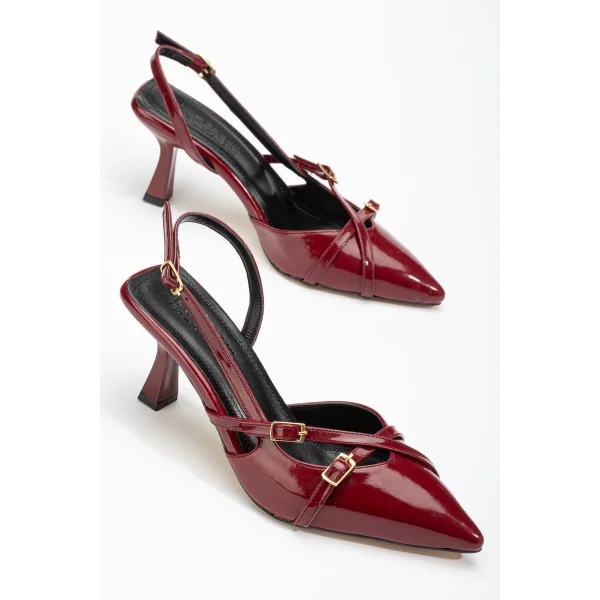ST-005 Bordo Rugan Günlük 7 cm Topuklu Bayan Ayakkabı