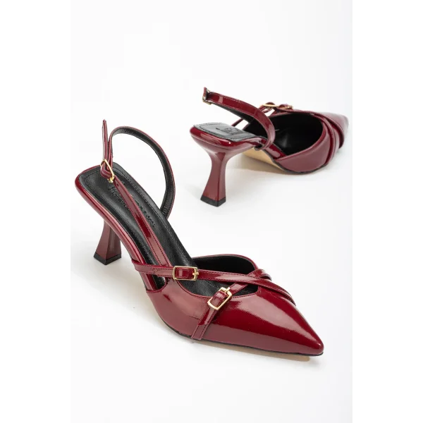 ST-005 Bordo Rugan Günlük 7 cm Topuklu Bayan Ayakkabı