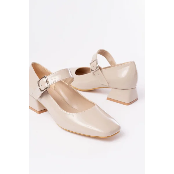 ST-006 Bej Rugan Günlük 4 cm Topuklu Bayan Ayakkabı