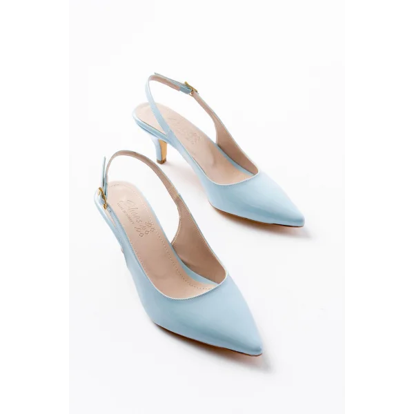ST-1152 Bebe Mavi Rugan Günlük 7 cm Topuklu Kadın Ayakkabı