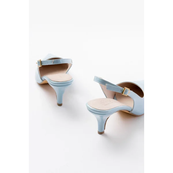 ST-1152 Bebe Mavi Rugan Günlük 7 cm Topuklu Kadın Ayakkabı