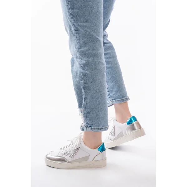 SV-01 Beyaz Garni Bağcıklı Kadın Spor Ayakkabı