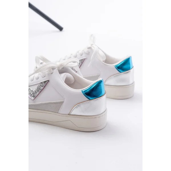 SV-01 Beyaz Garni Bağcıklı Kadın Spor Ayakkabı