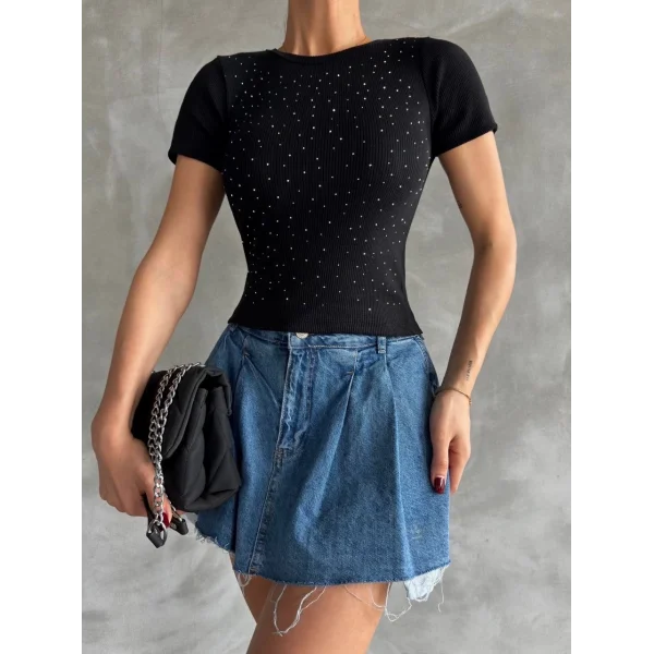 Taş baskılı kaş korse bluz